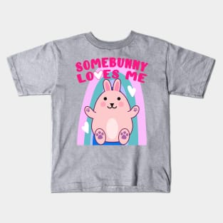 Easter Bunny Rabbit Rainbow Hearts Kawaii Anime LGBTQ Kids T-Shirt